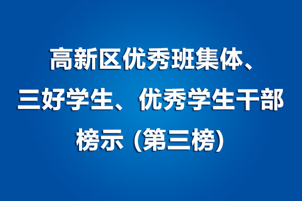 中国部·中学高新区优秀班集体、三好学生、优秀学生干部榜示(第三榜)